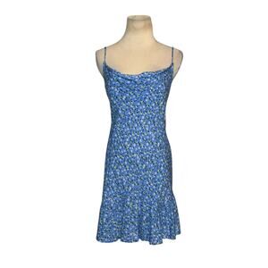 Free People blue white floral summer mini dress size XS